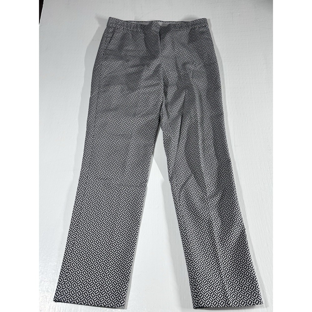 J.Jill Pants Womens White Black Geometric Slim Tall Essential Stretch Size 12